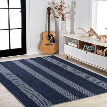 Nautisk Trellis Stripe Machine-washable Area Rug